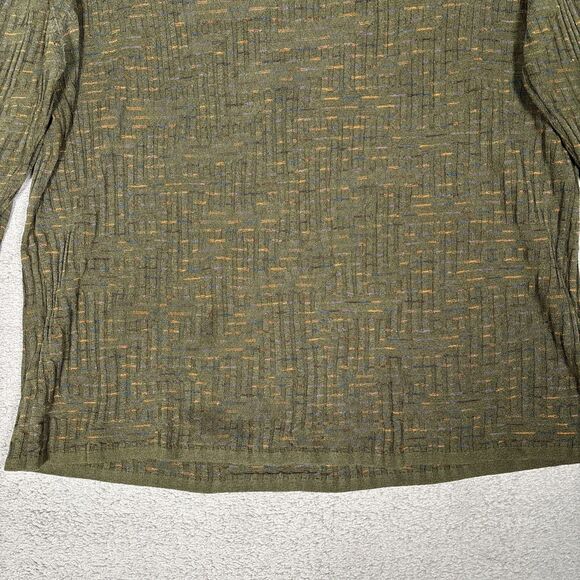 Jhane Barnes Sweater Mens Size M Olive Green Silk Blend 3D Knit Normcore Grandpa - Picture 9 of 16